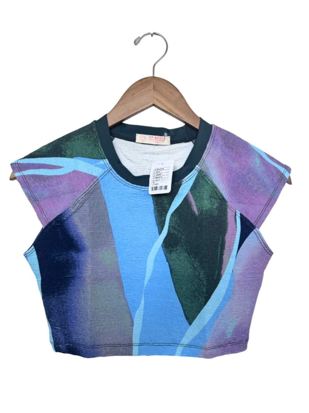 Free People FP Beach Printed Crop Top | Blue Purple Abstract